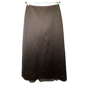 Pinky & Me Maxi Skirt Womens 12‎ Black Satin A-Line Formal Evening Party Chic